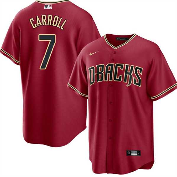 Mens Arizona Diamondbacks #7 Corbin Carroll Red Cool Base Stitched Jersey Dzhi